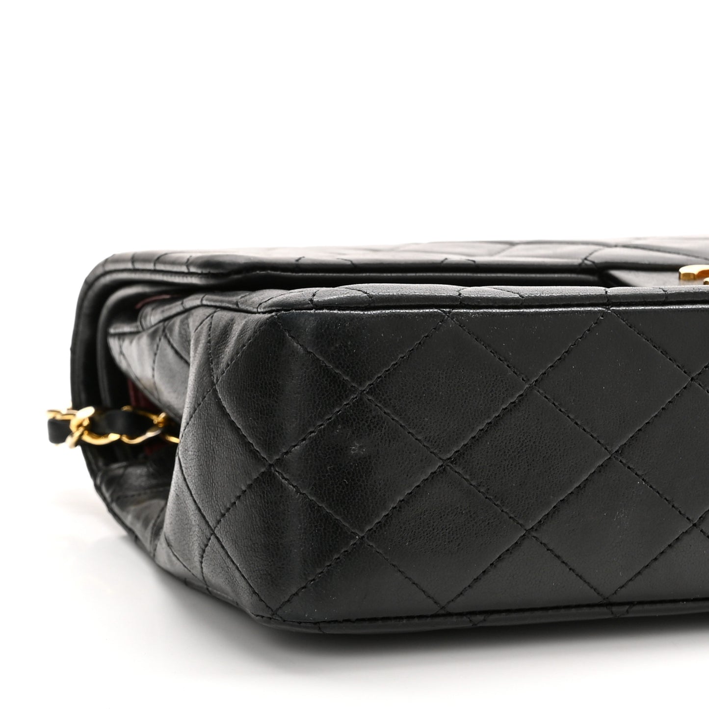 Lambskin Quilted Medium Double Flap Black