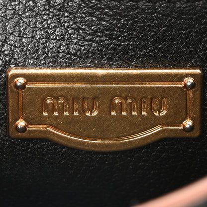 Miu Miu Goatskin Madras Soft Calfskin Crystal Embellished Lady Saddle Black 6 of 9