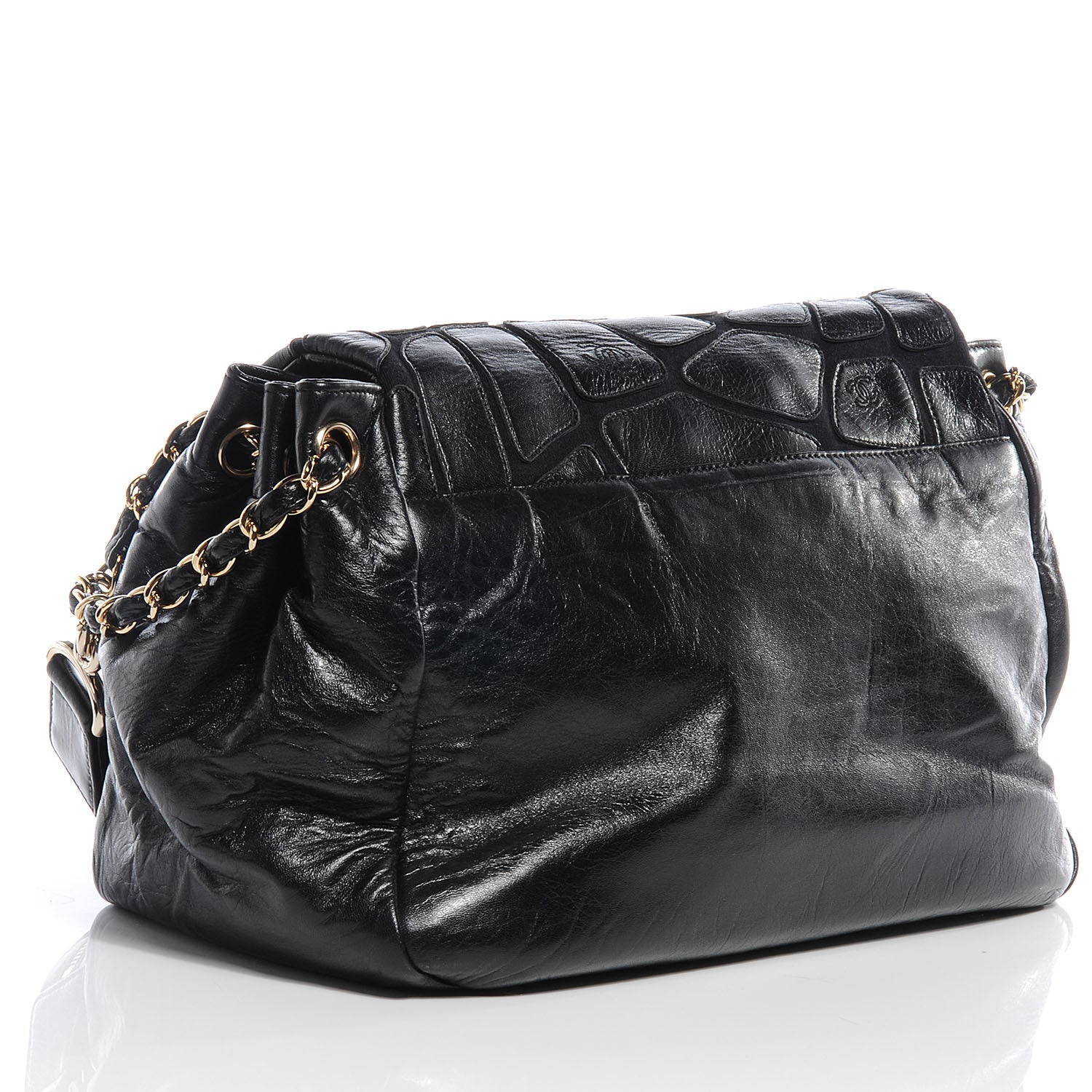 Chanel Leather Jersey Large Scales Flap Black 3 of 7