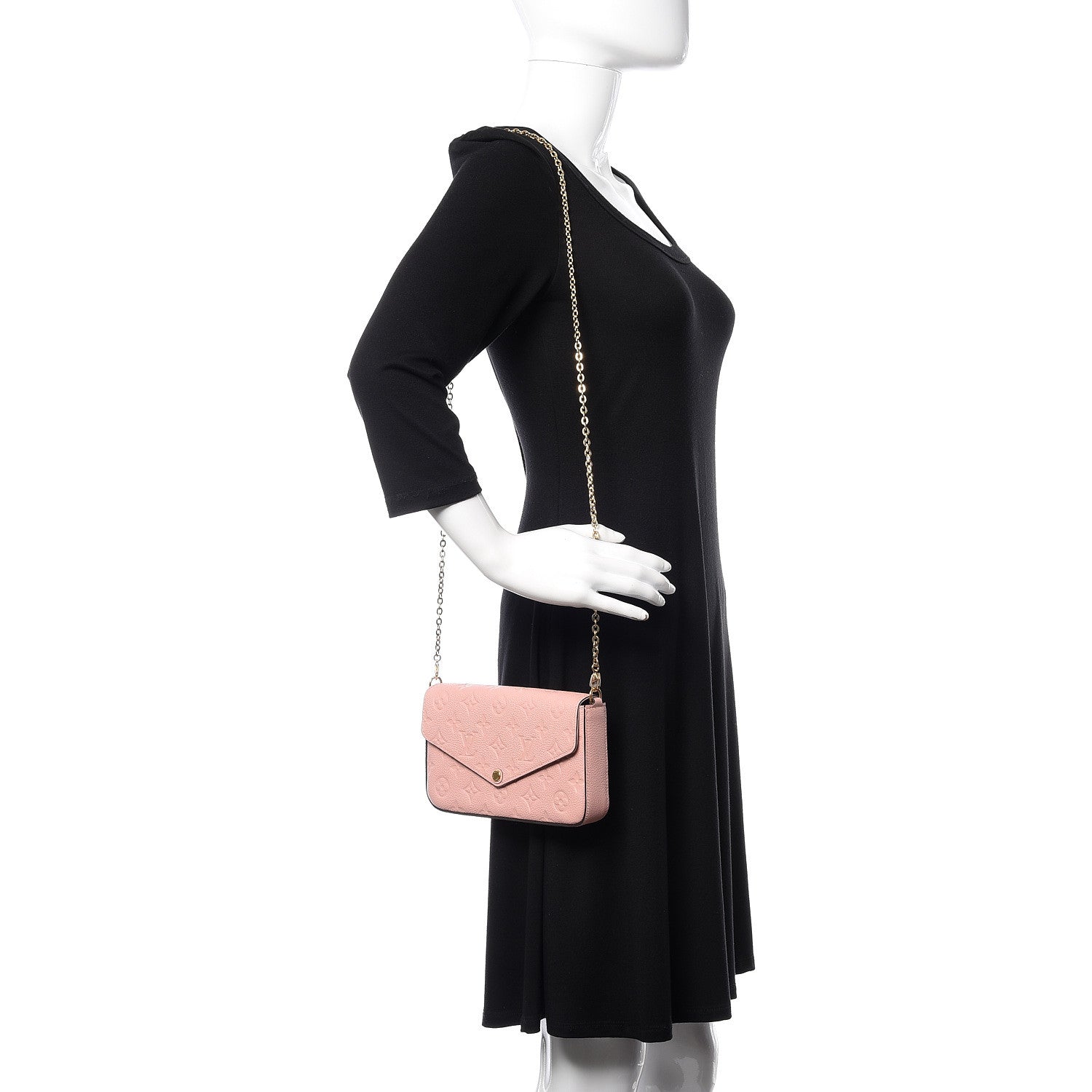 Louis Vuitton Empreinte Pochette Felicie Chain Wallet Rose Poudre 2 of 12