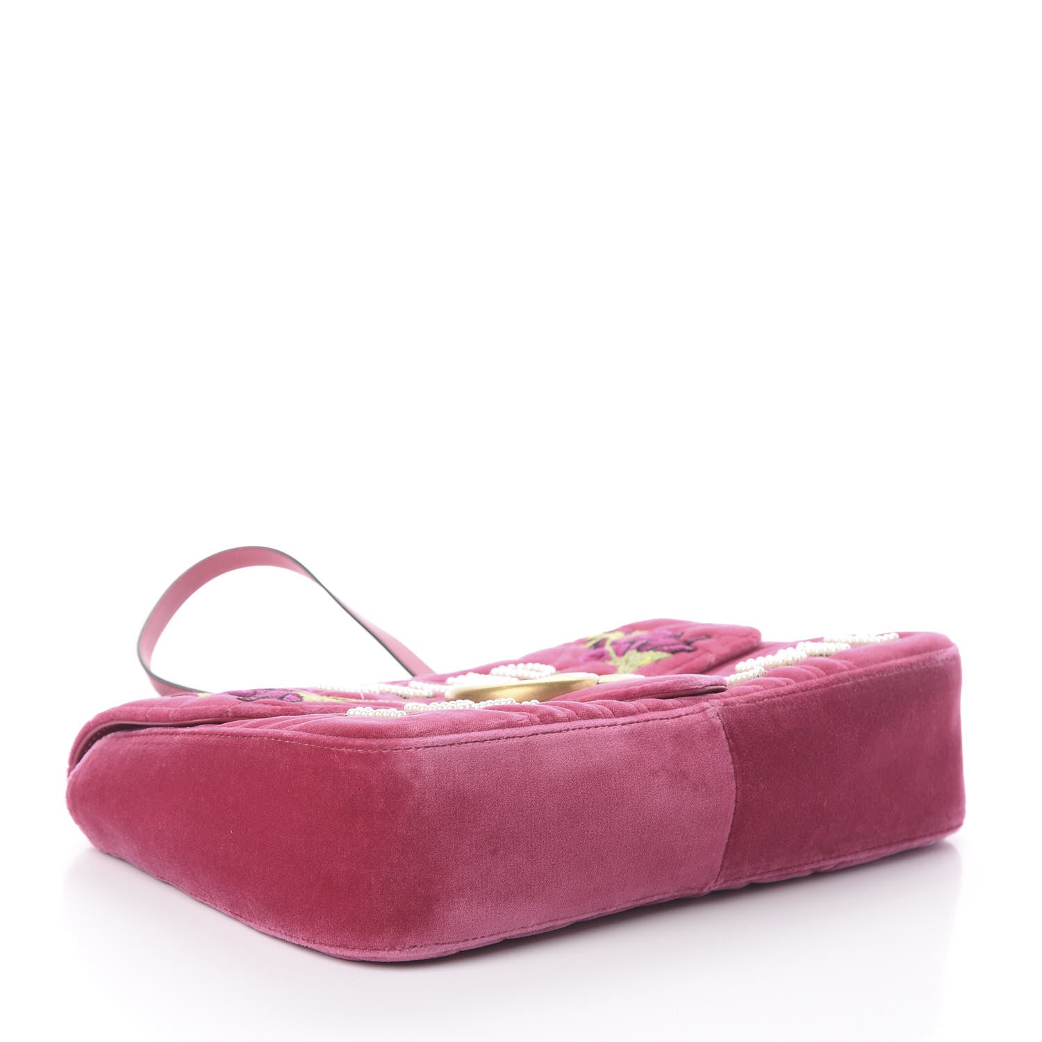 Gucci Velvet Matelasse Blind for Love Embroidered Medium GG Marmont Shoulder Bag Light Raspberry Rose Multicolor 3 of 8