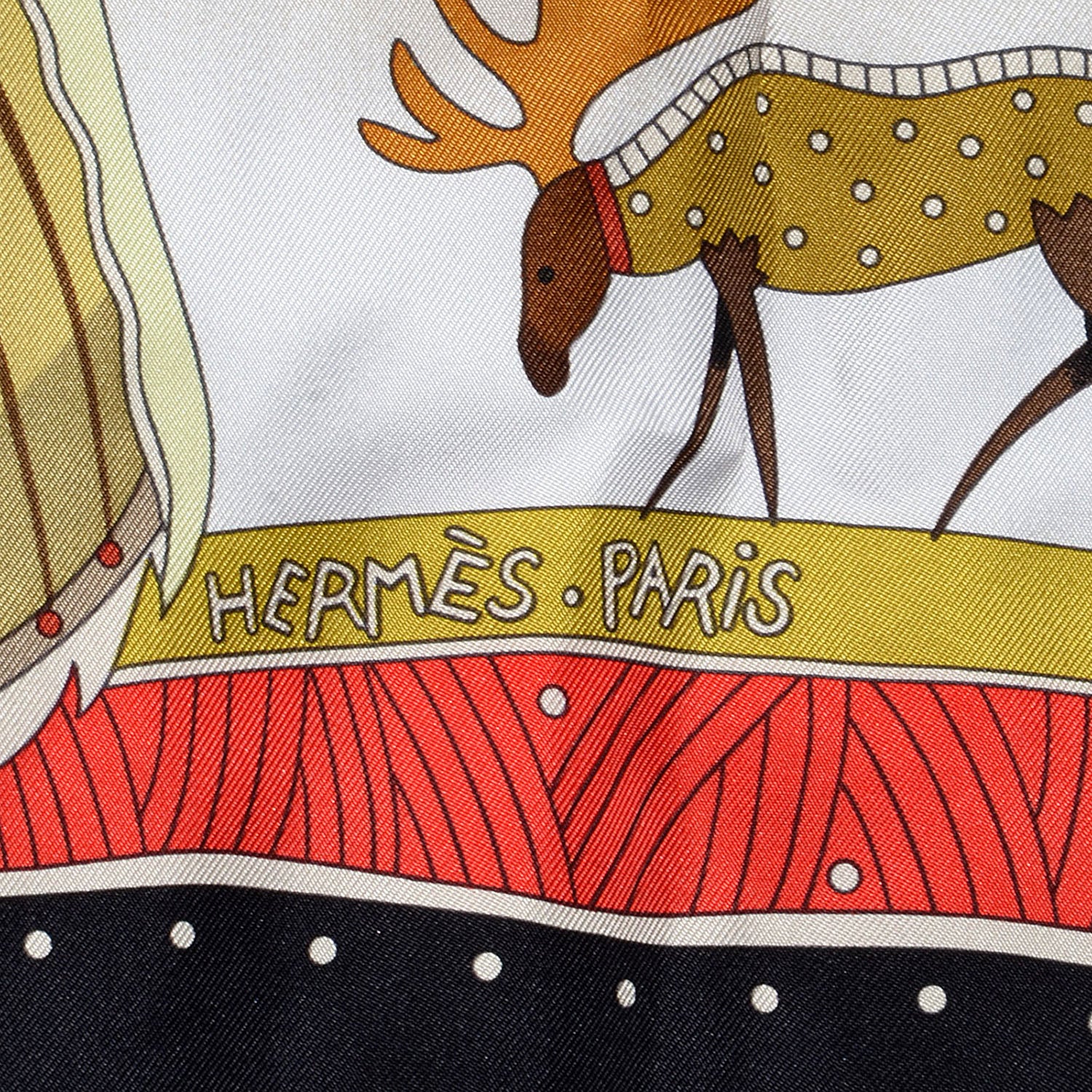 Hermes Silk La Vie Du Grand Nord Scarf 90 Noir Sepia Bronze 3 of 6