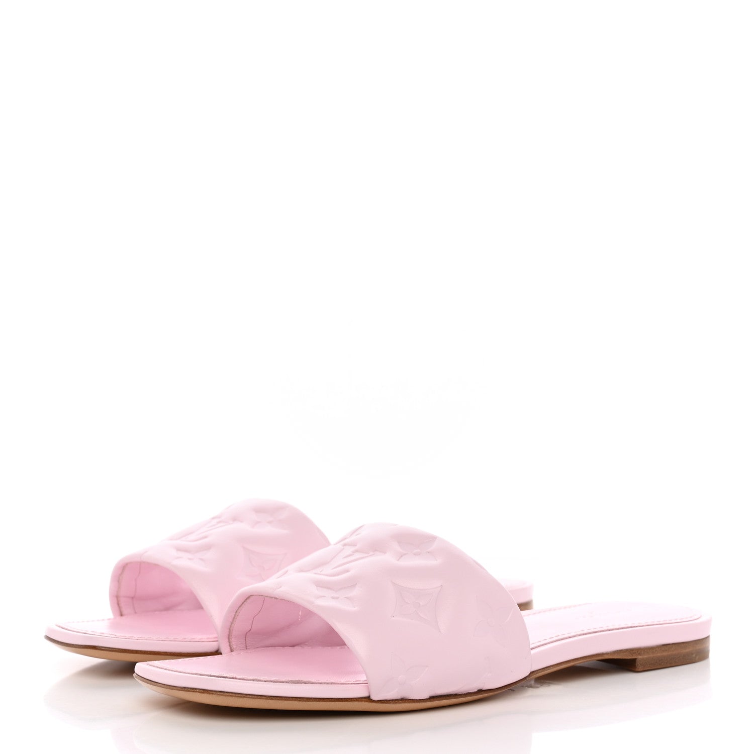 Louis Vuitton Lambskin Embossed Monogram Revival Flat Mules 38 Rose Clair 3 of 8