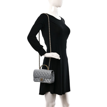 Chanel Metallic Lambskin Quilted Mini Strass On Top Flap Silvery 2 of 12