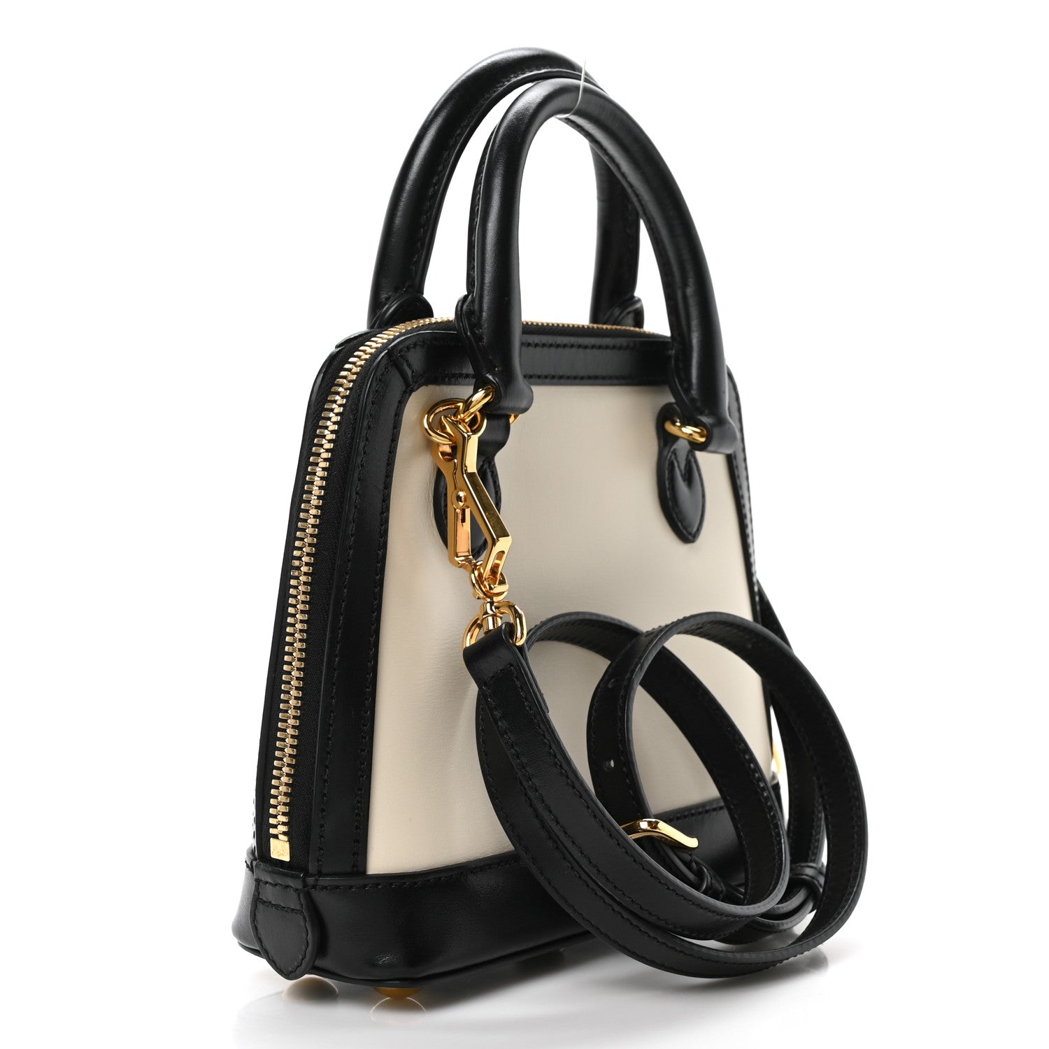 Gucci Boarded Plutone Calfskin Bi-Color Mini Horsebit 1955 Top Handle Bag Mystic White Black 3 of 10