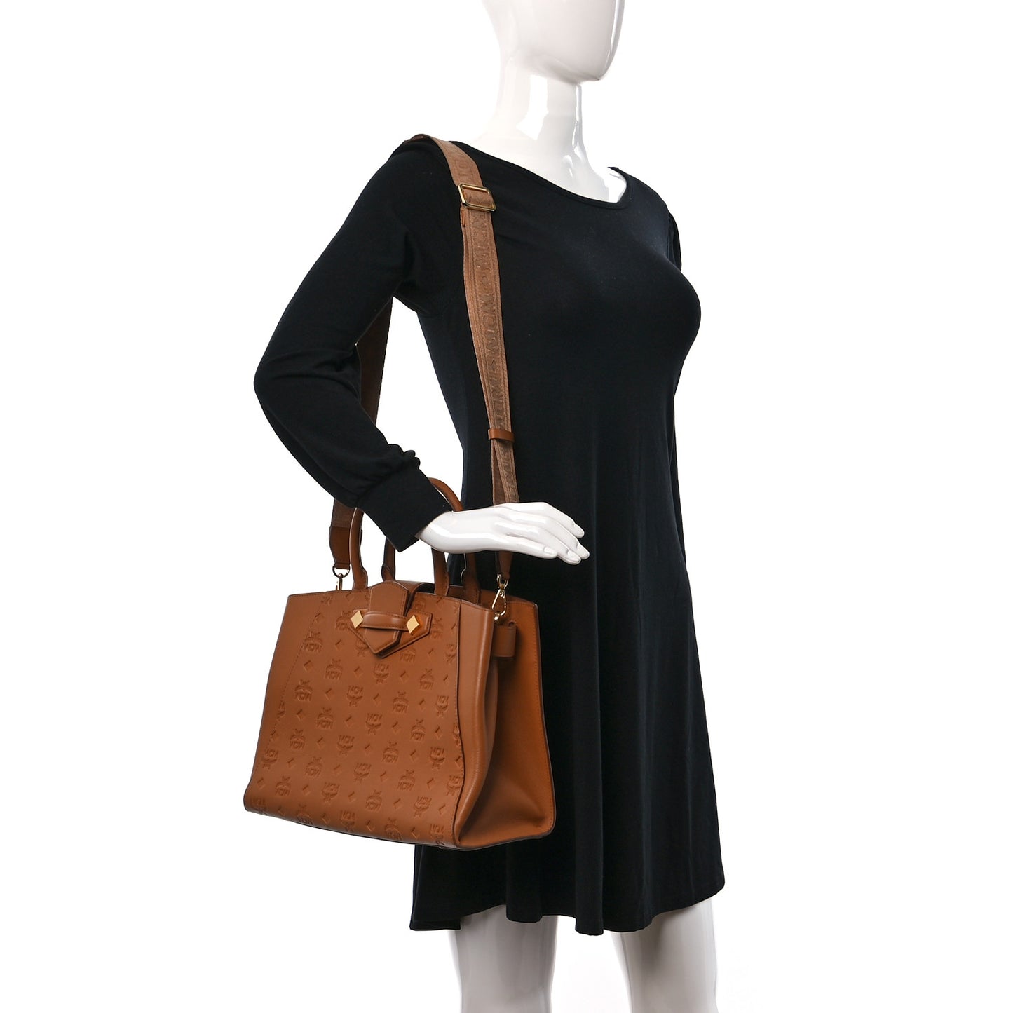 Calfskin Ottomar Monogram Medium Essential Tote Cognac