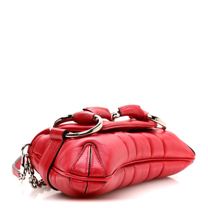 Gucci Nappa Vertical Matelasse Small Maxi Horsebit Chain Shoulder Bag Beret Red 4 of 10