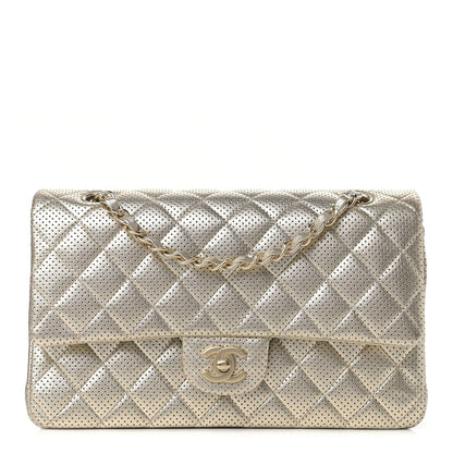 Chanel Metallic Lambskin Perforated Medium Double Flap Gold 1 of 12