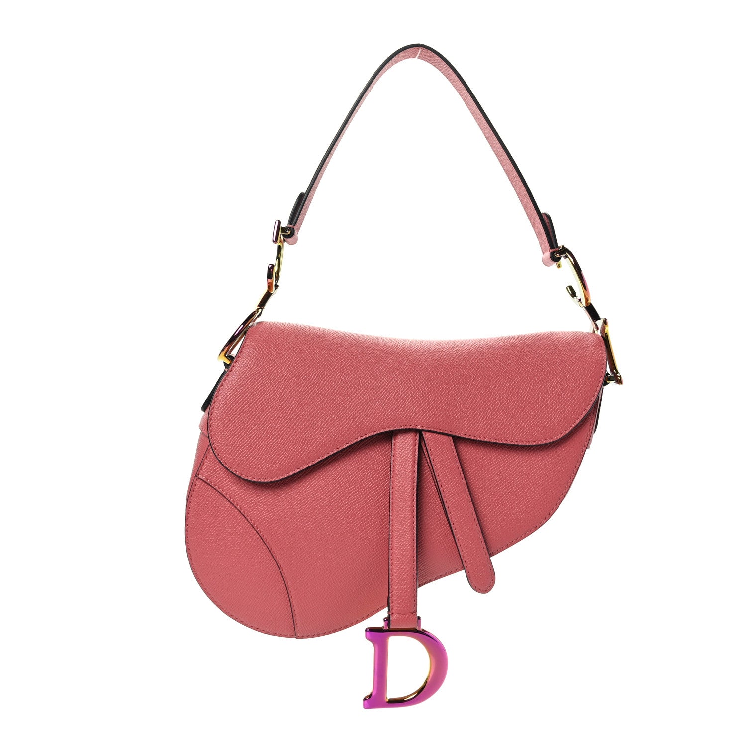 Christian Dior Grained Calfskin Saddle Bag Pink 1 of 9