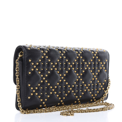 Christian Dior Lambskin Cannage Studded Dioraddict Wallet on Chain Black 3 of 11