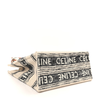 Celine Jacquard Striped Large Cabas Thais White Black 4 of 9