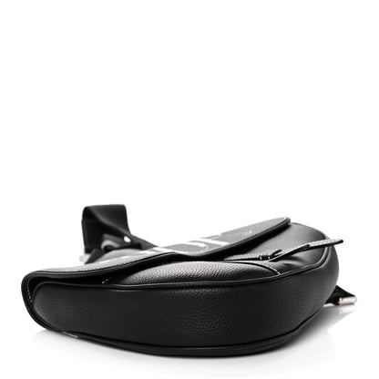 Christian Dior Grained Calfskin Logo Saddle Messenger Bag Black 3 of 11