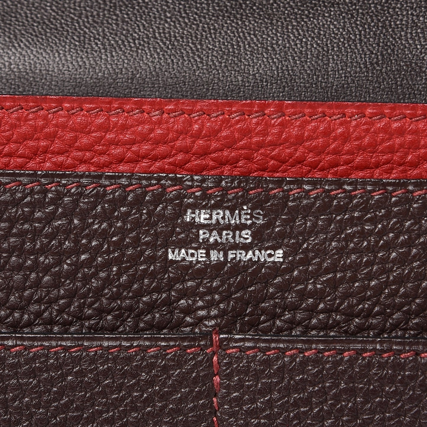 Togo Dogon Duo Wallet Chocolate Rouge Garance