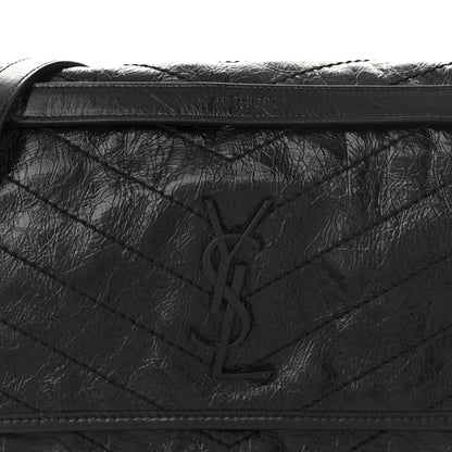 Saint Laurent Crinkled Calfskin Matelasse Monogram Medium Niki Chain Satchel Black 8 of 10