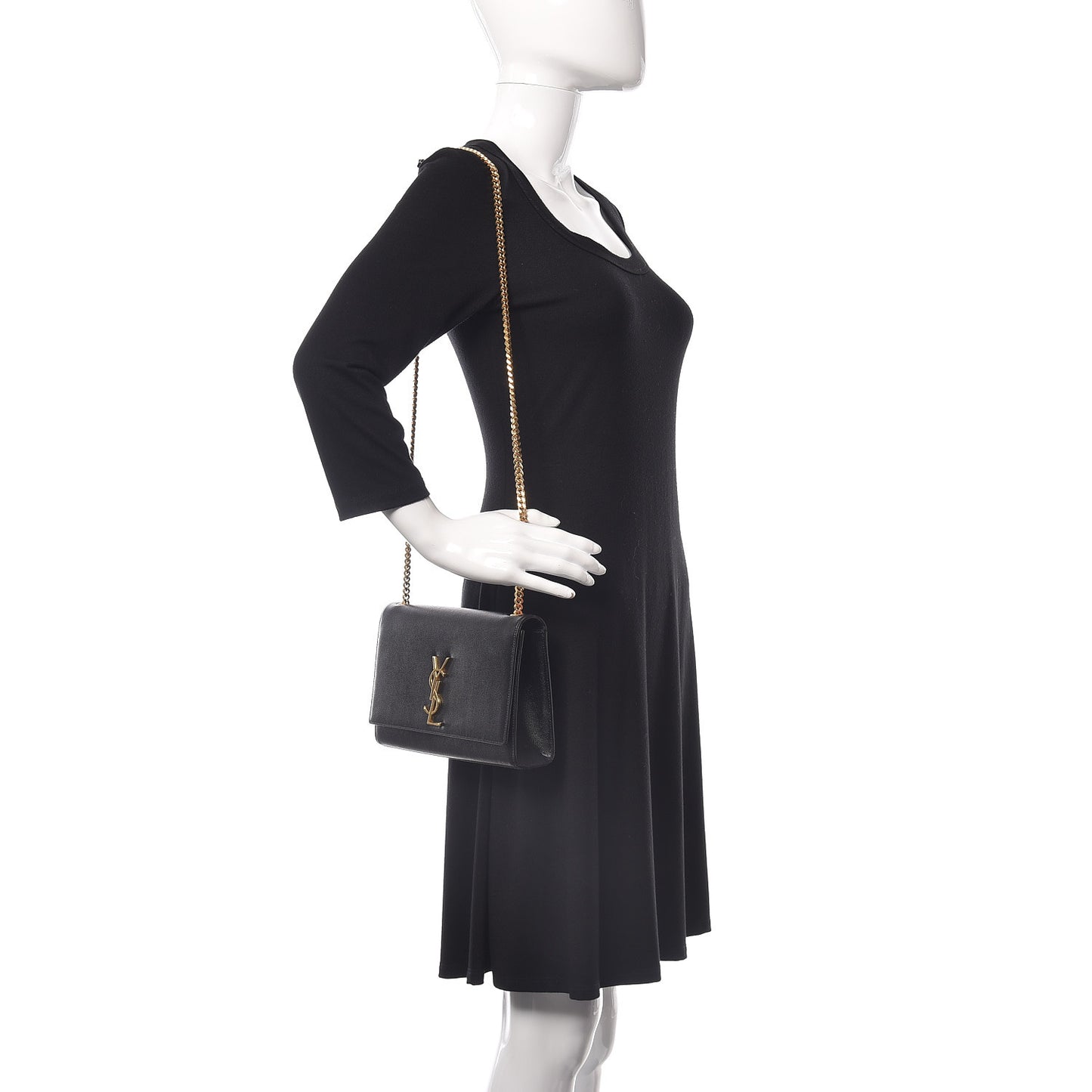 Grain De Poudre Medium Classic Monogram Kate Satchel Black