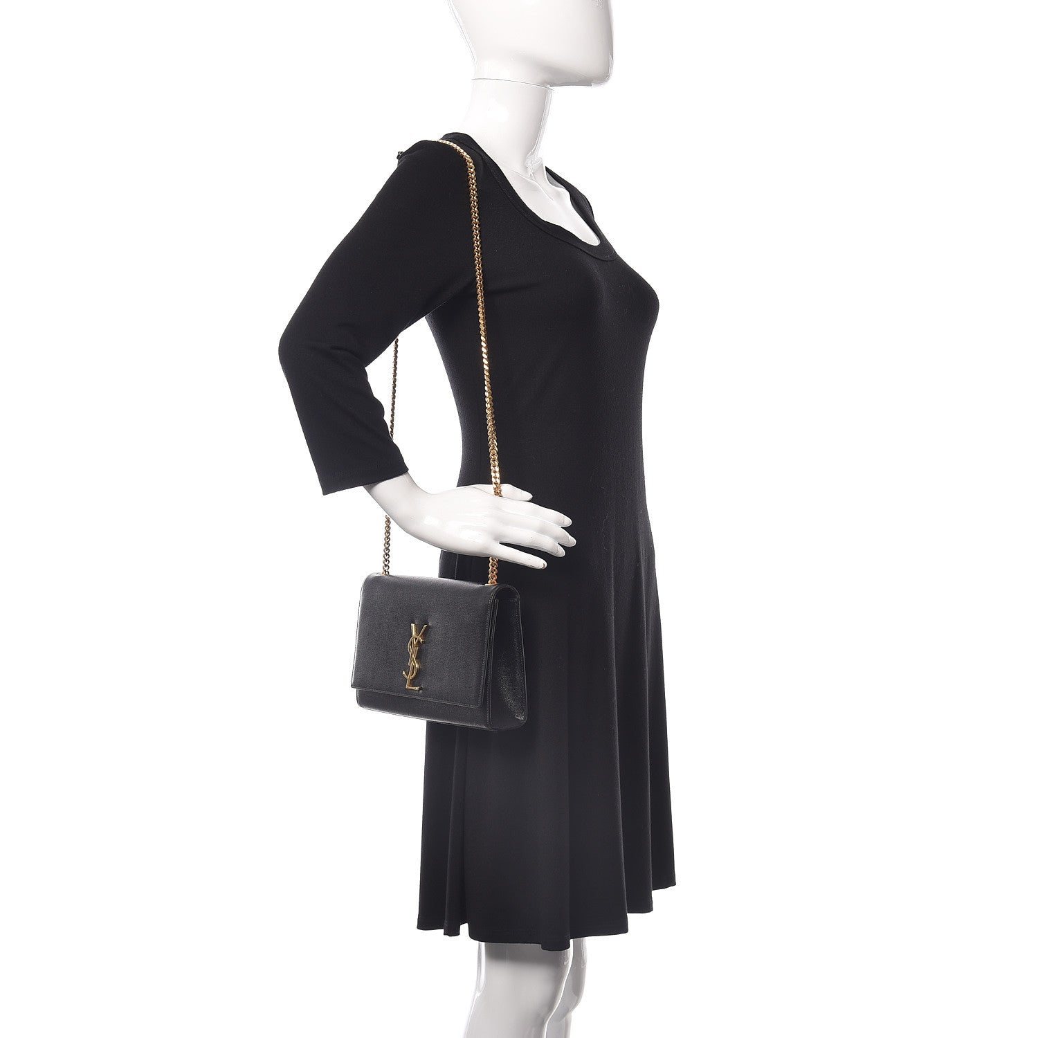 Saint Laurent Grain De Poudre Medium Classic Monogram Kate Satchel Black 2 of 15