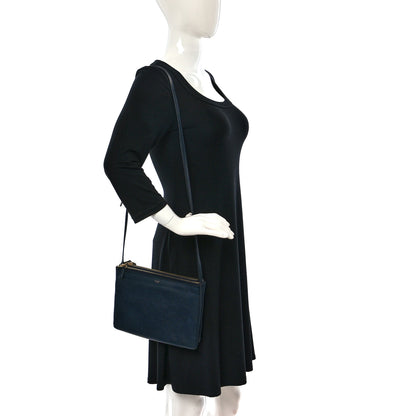 Celine Goatskin Large Trio Crossbody Bag Dark Blue 2 of 10