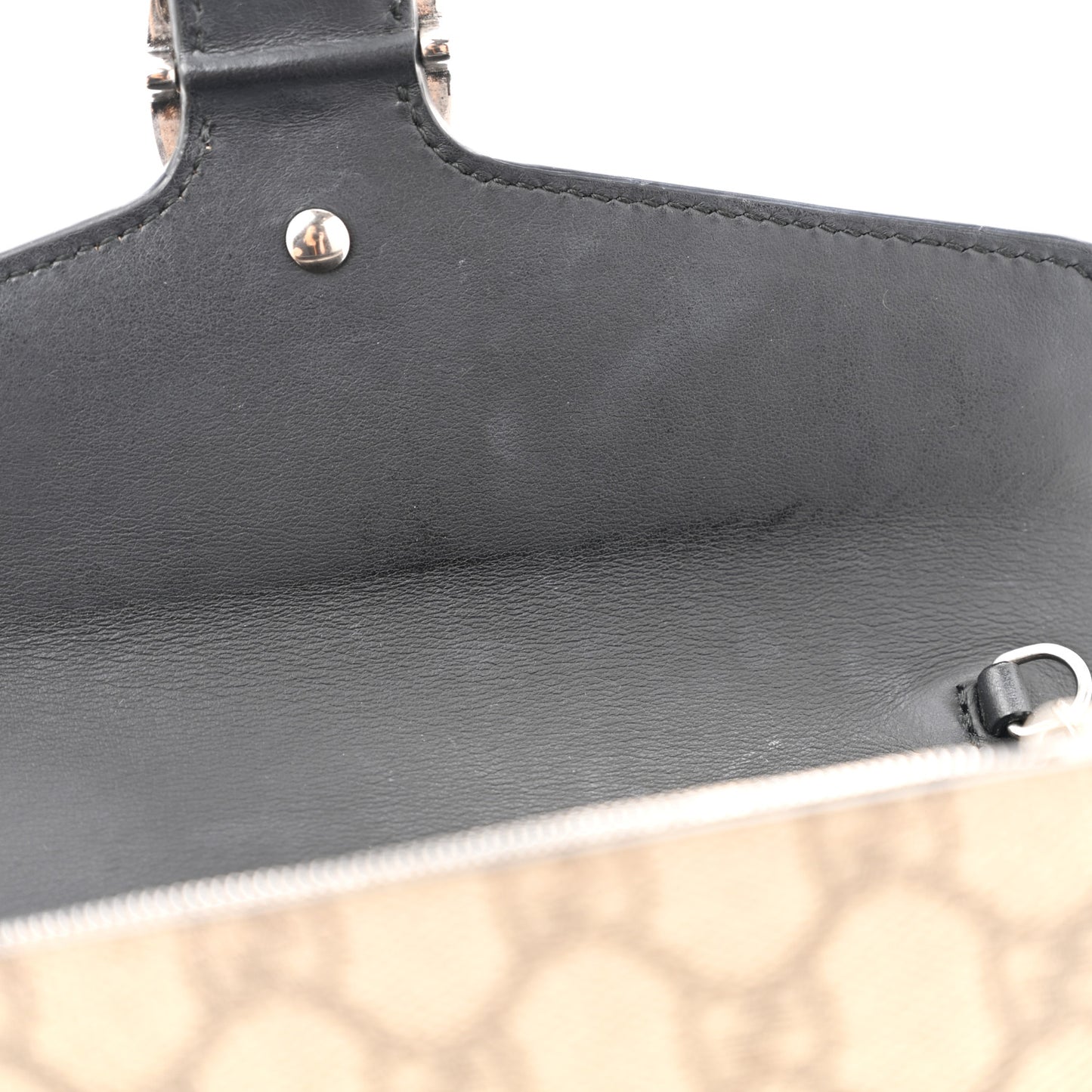 GG Supreme Monogram Mini Dionysus Chain Wallet Beige Black