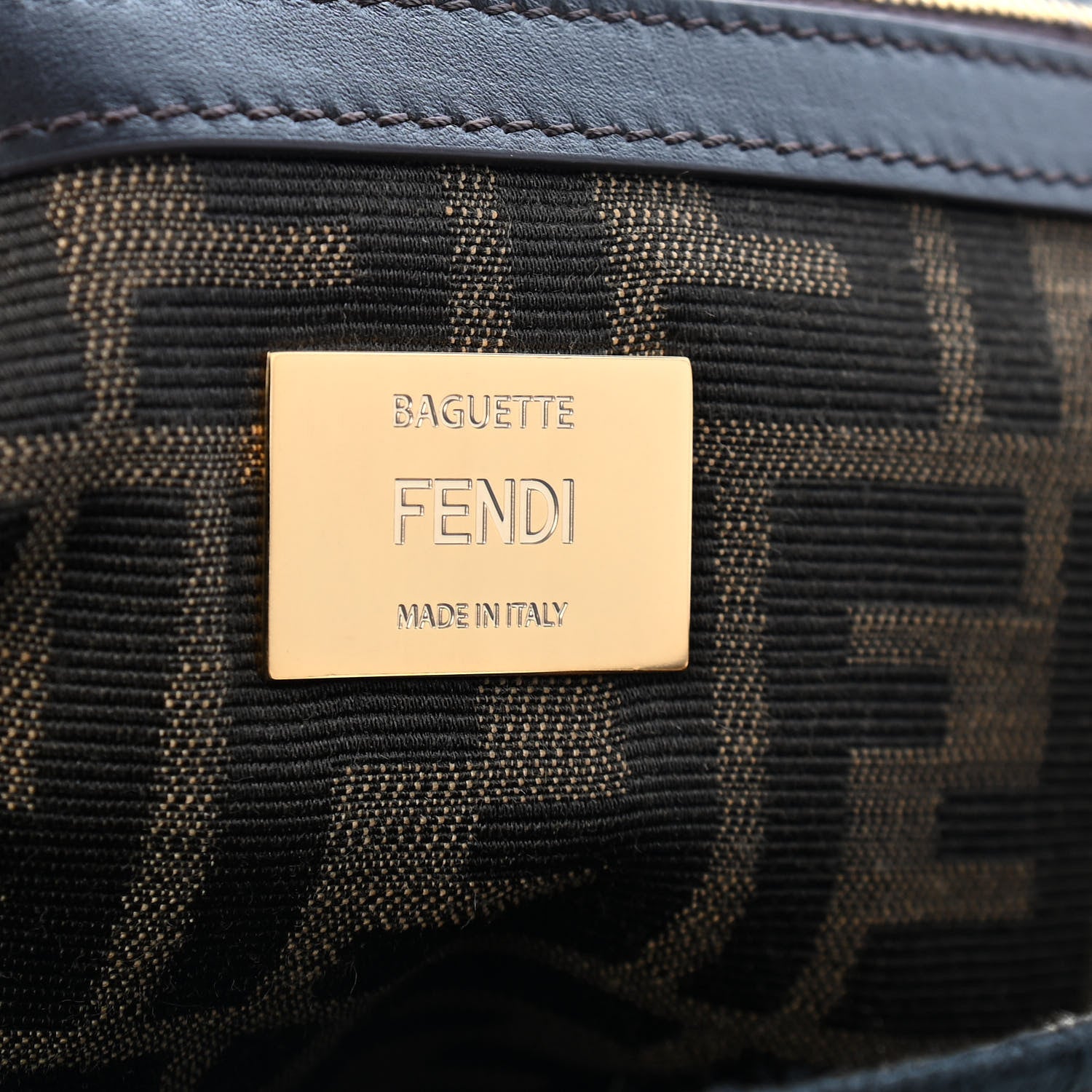 Fendi Fabric Jacquard FF 1974 Medium Baguette Tobacco Moro Black 8 of 8