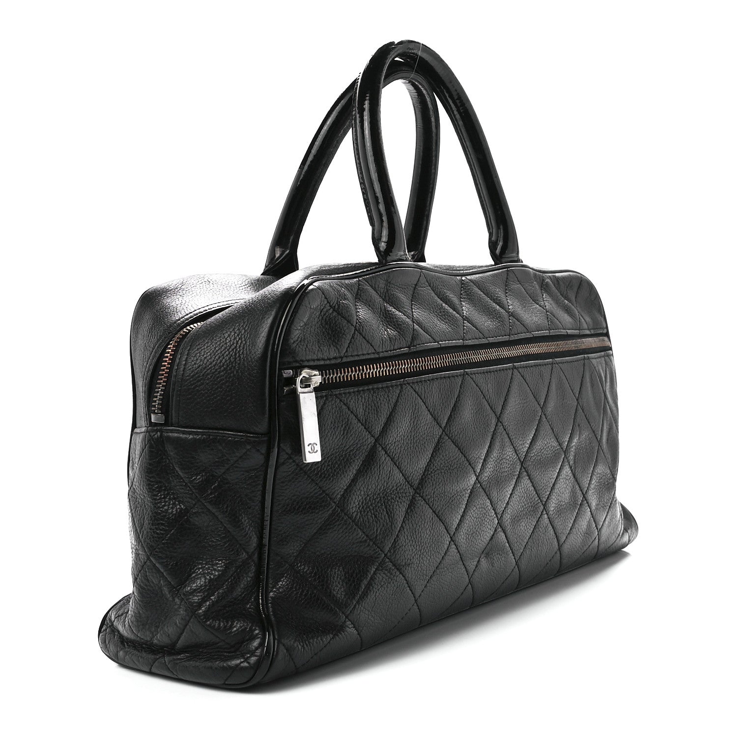 Chanel Caviar Patent Quilted Large Bowler Black 3 of 11