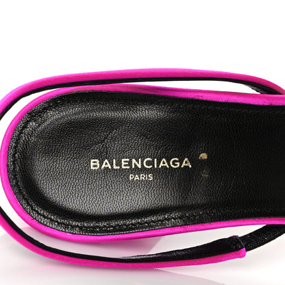 Balenciaga Satin Pointed Toe Knife Slingback Mules 38 Rose Fuchsia 8 of 10