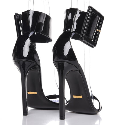 Gucci Patent Victorie Sandals 38 Black 4 of 9