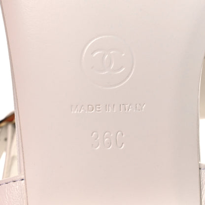 Chanel Lambskin CC Thong Sandals 36 White 8 of 11