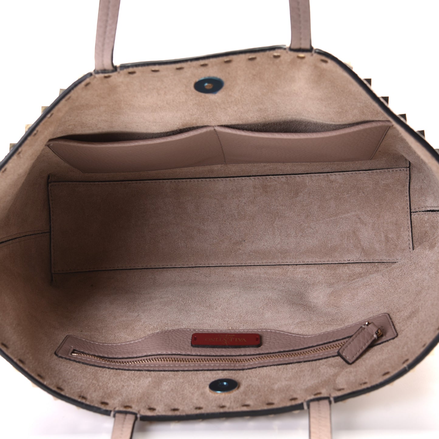 Grained Calfskin Small Rockstud Shoulder Tote Poudre