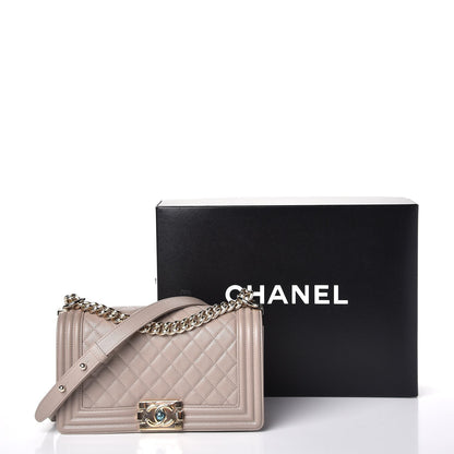 Chanel Caviar Quilted Medium Boy Flap Dark Beige 9 of 9