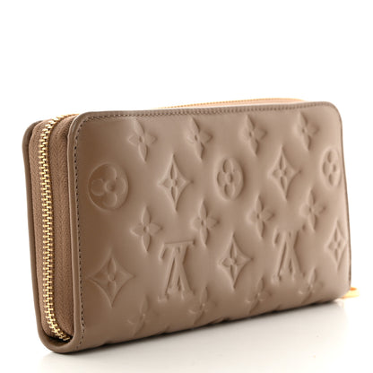 Louis Vuitton Lambskin Embossed Monogram Coussin Zippy Wallet Taupe 3 of 6