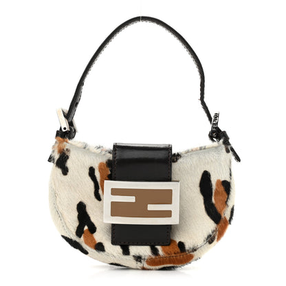 Fendi Calf Hair Leopard Print Croissant White Brown 1 of 12