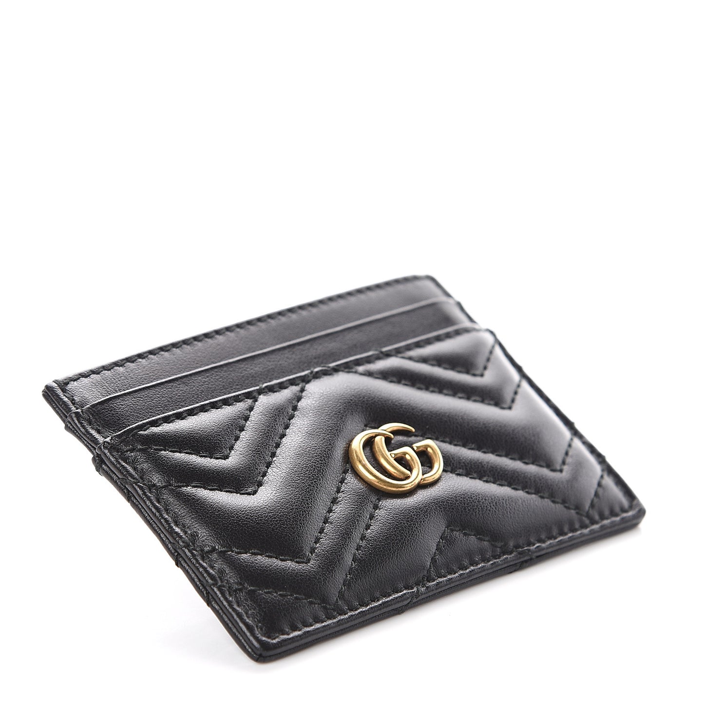 Calfskin Matelasse GG Marmont Card Holder Black