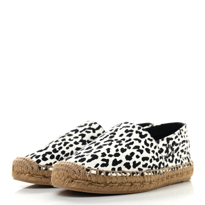 Saint Laurent Canvas Leopard Print Espadrilles 37.5 Latte Black 3 of 10