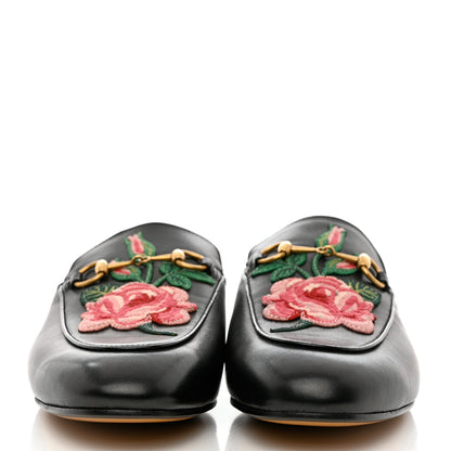 Gucci Calfskin Flower Embroidered Princetown Slippers 39 Black 2 of 10
