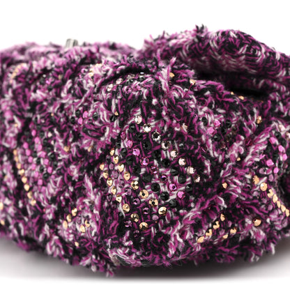 Chanel Crystal Tweed Quilted Medium Double Flap Purple Multicolor 19 of 20