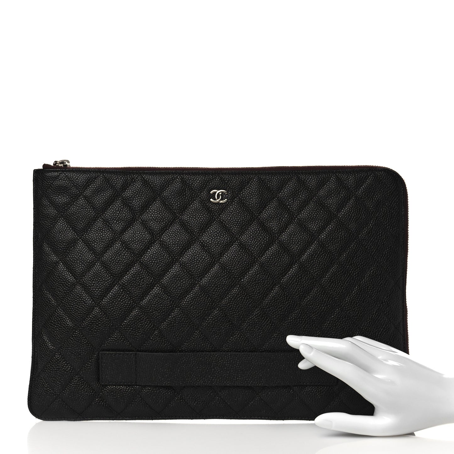 Caviar Quilted Document Portfolio Holder Black