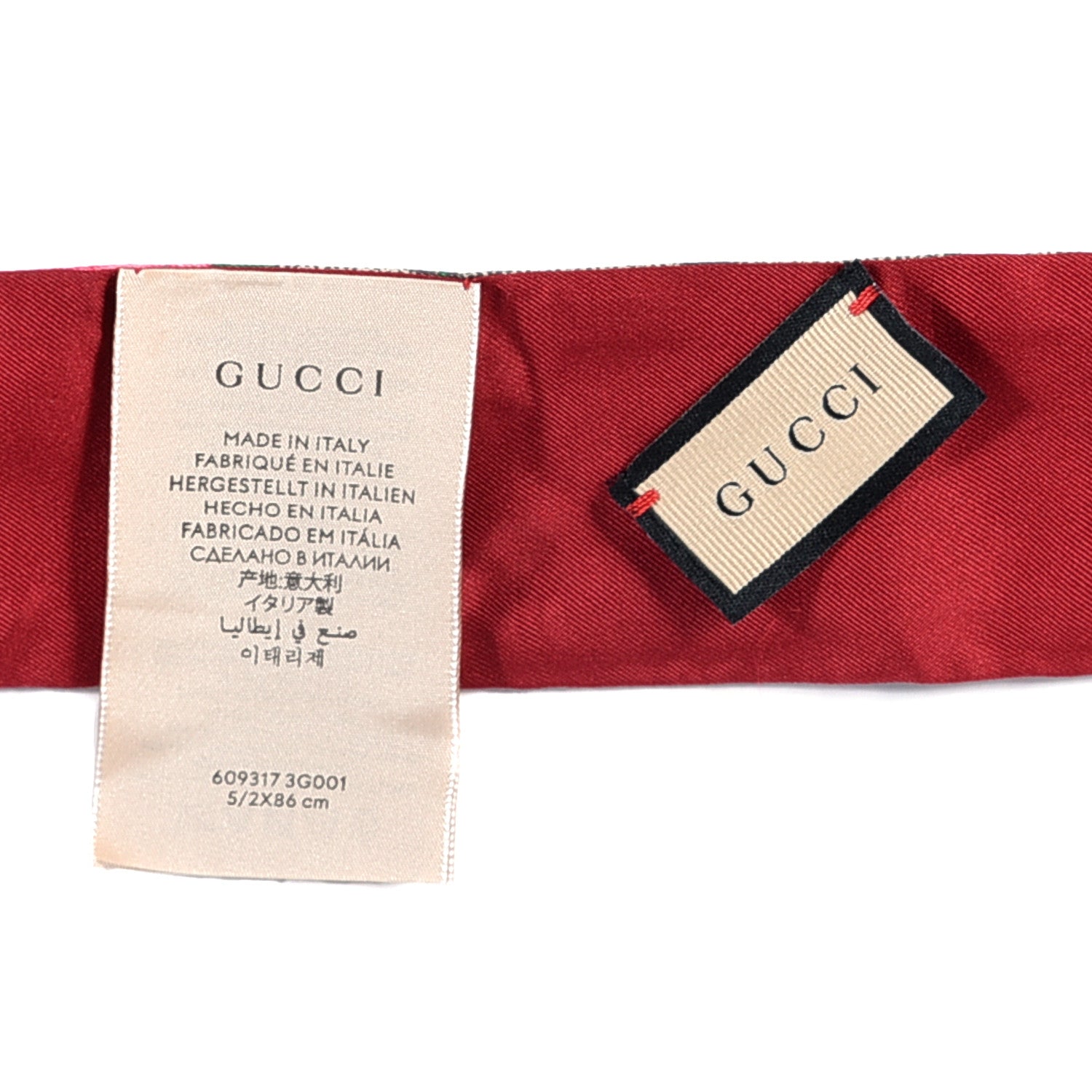Gucci Silk Twill GG Monogram Special Flory Neck Bow Scarf Beige Red 5 of 6