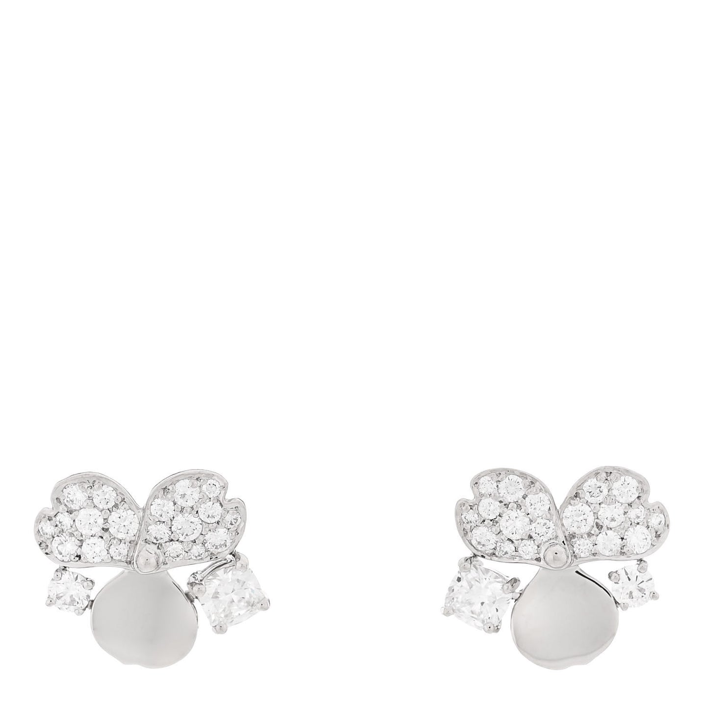 Platinum Diamond Paper Flowers Cluster Earrings
