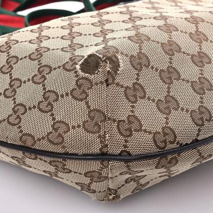 Gucci Monogram Web Medium Half Moon Hobo Dark Brown 7 of 14