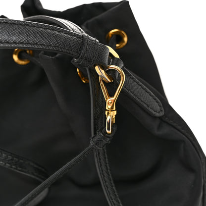 Prada Saffiano Tessuto Nylon Mini Bucket Crossbody Bag Black 12 of 12