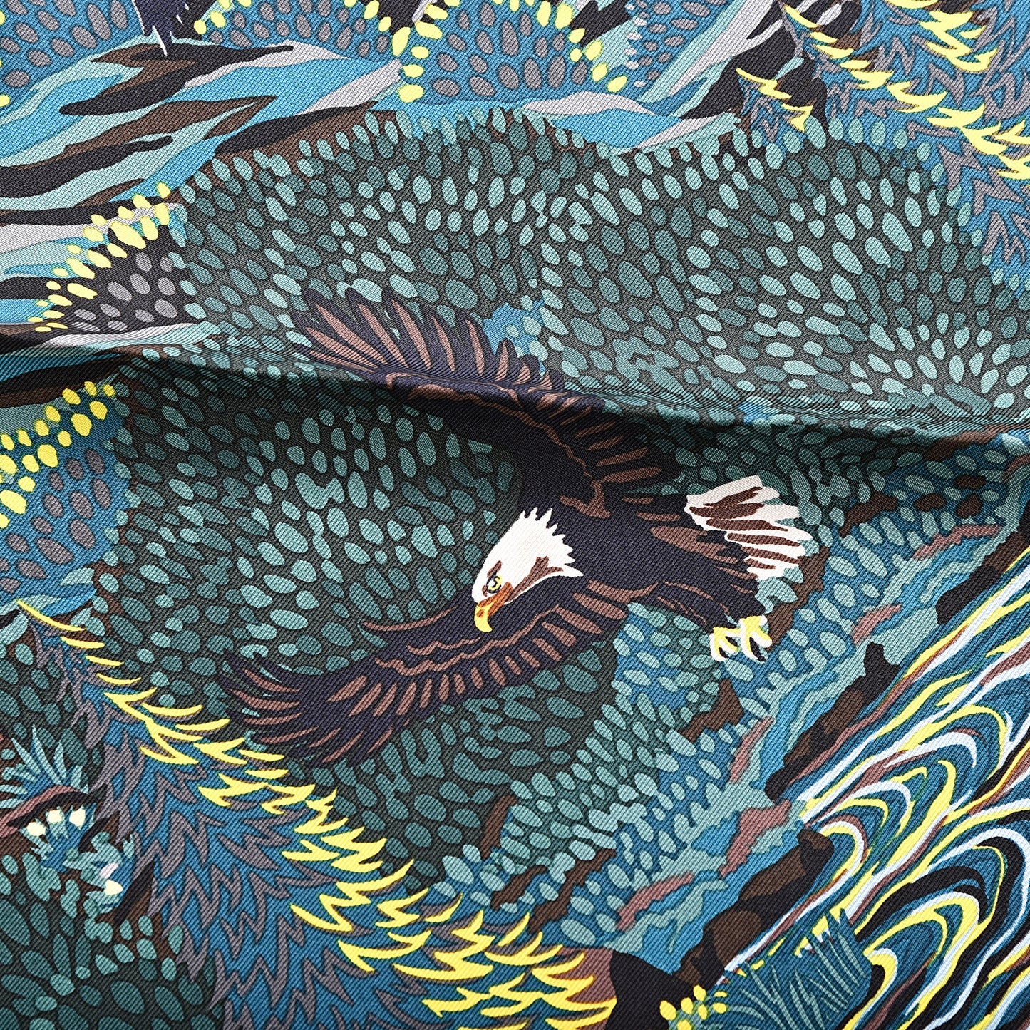 Silk Into the Canadian Wild Scarf 90 Vert Brun Jaune