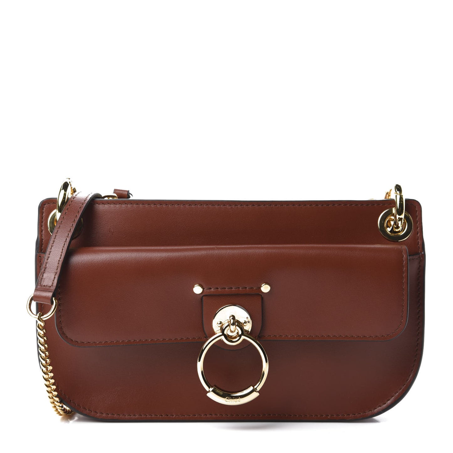 Calfskin Tess Mini Crossbody Bag Sepia Brown
