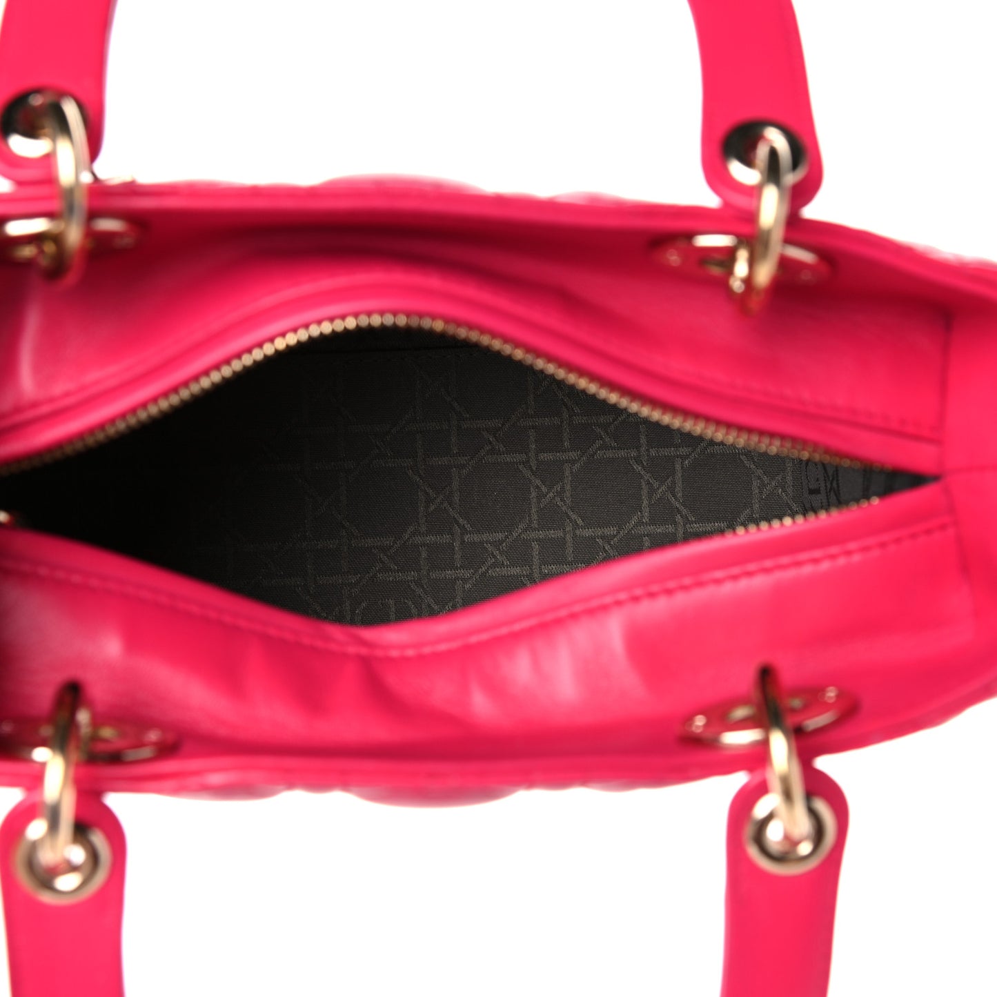 Lambskin Cannage Medium Lady Dior Fuchsia