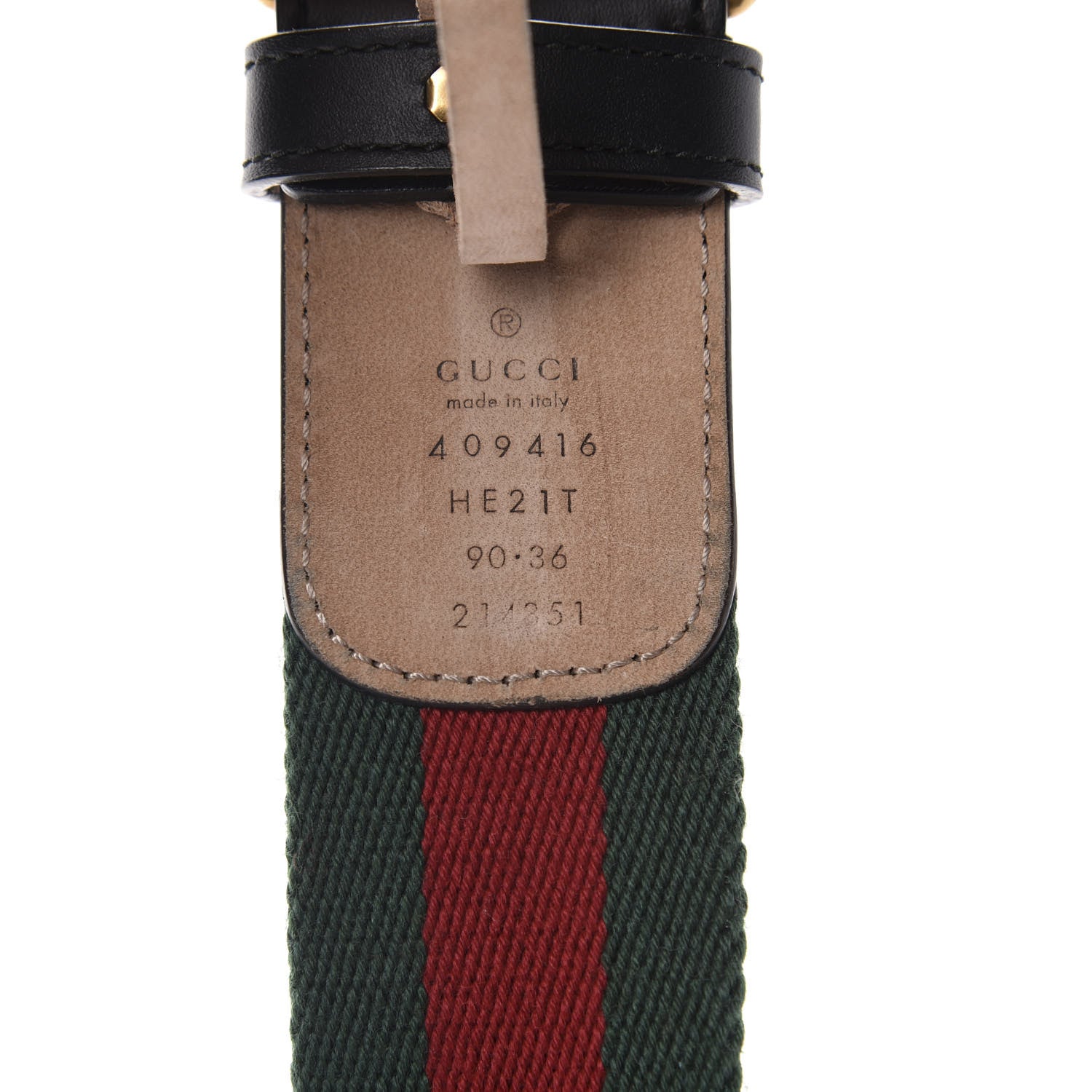 Gucci Nylon Calfskin Double G Web 40mm Belt 90 36 Green Red Black 4 of 4