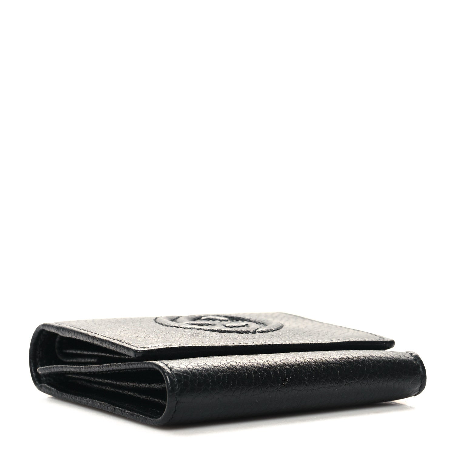 Gucci Pebbled Calfskin Soho Compact Flap Wallet Black 4 of 10