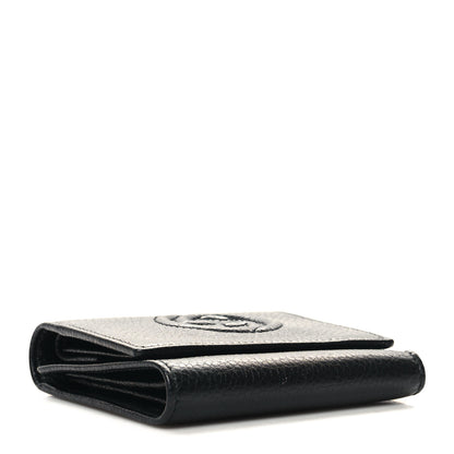 Gucci Pebbled Calfskin Soho Compact Flap Wallet Black 4 of 10