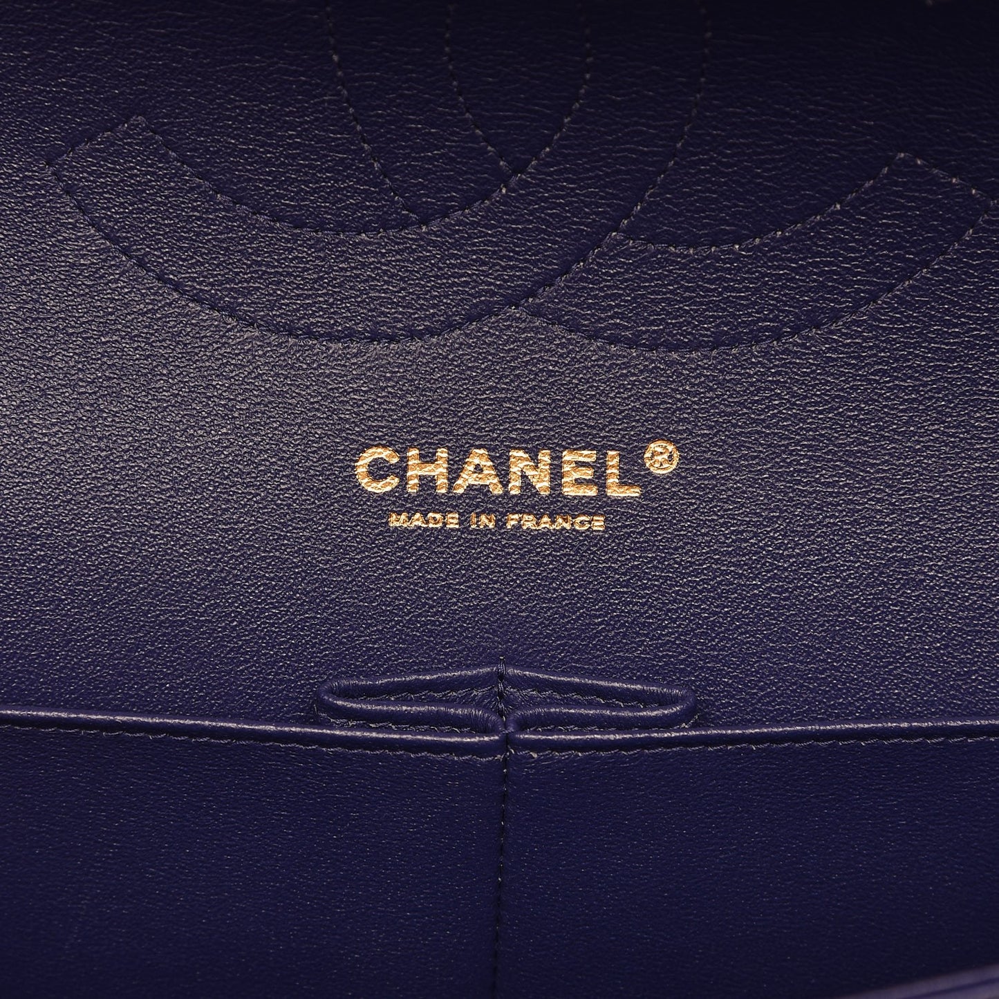 Lambskin Chevron Quilted Jumbo Double Flap Blue