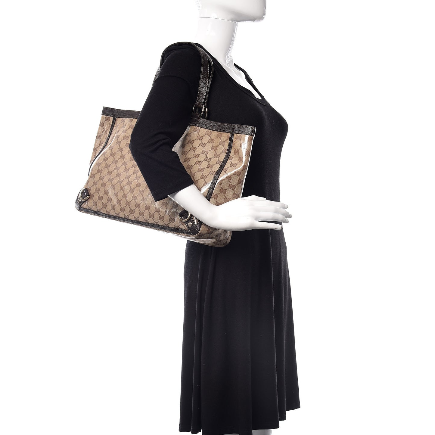 Crystal Monogram Large Abbey Tote Dark Brown