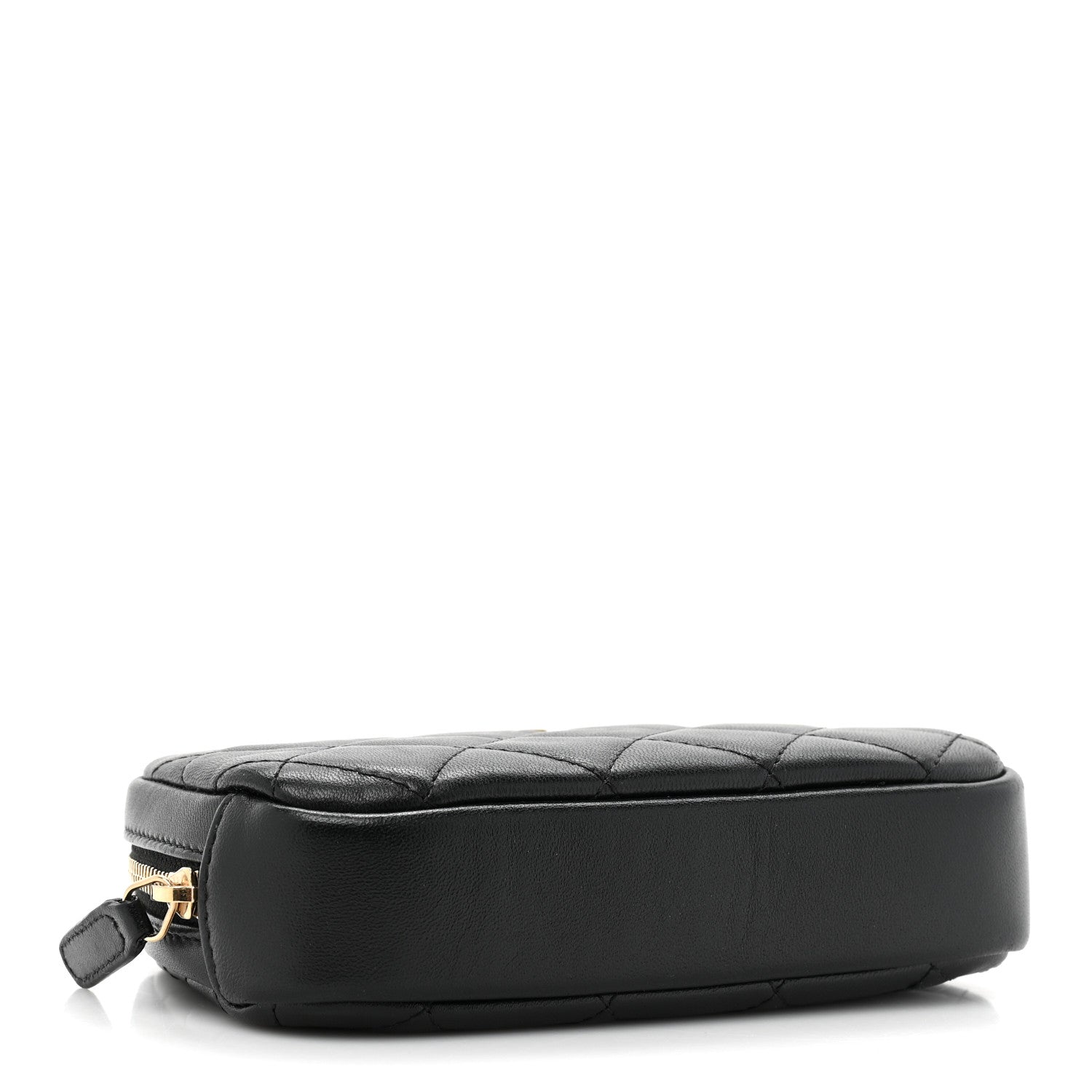 Chanel Lambskin Quilted Small Curvy Pouch Cosmetic Case Black 4 of 10