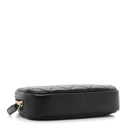 Chanel Lambskin Quilted Small Curvy Pouch Cosmetic Case Black 4 of 10
